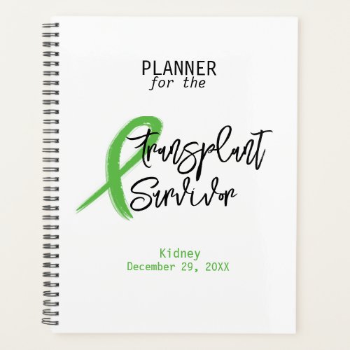 Transplant Survivor Green Ribbon Custom Planner