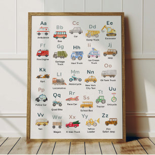 Transport Alphabet ABC Poster For Kids Room Decor