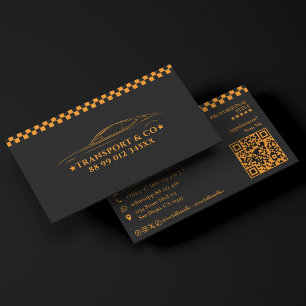 Transport Cab Driver Rent a Car Orange Black Business Card