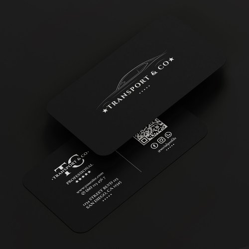 Transport Car Auto Company Elegant Black Silver Business Card