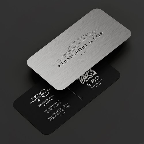 Transport Driver Auto Car Silver Black Modern Business Card