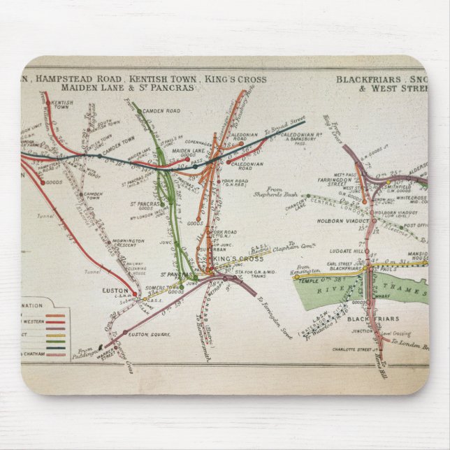 Transport map of London, c.1915 Mouse Pad (Front)