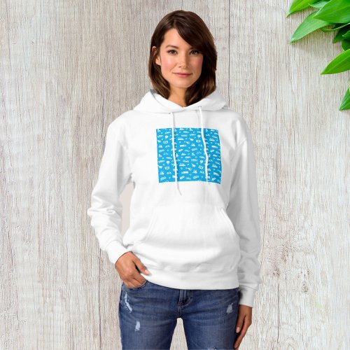 Transport Pattern Icons On Blue Hoodie