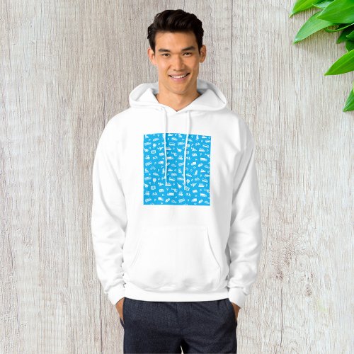 Transport Pattern Icons On Blue Hoodie