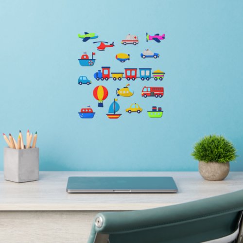 Transport Planes Train Car Boat etc on 12 Wall Decal