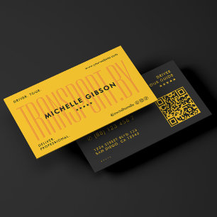 Transport Tour Taxi Driver Chauffeur Yellow Black Business Card
