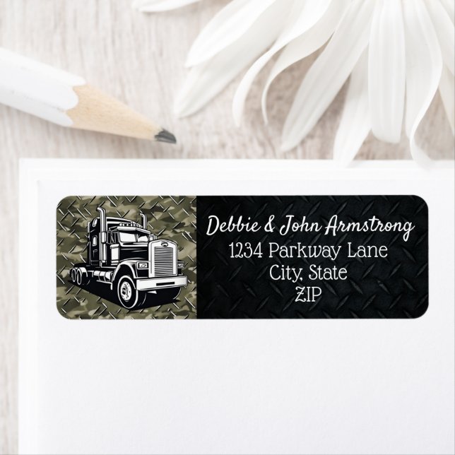Transport Truck Freight Camo Logo Return Address Label (Insitu)