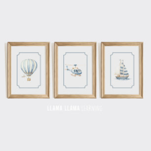 Transport Vehicle Nursery Wall Art Prints Set