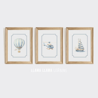 Transport Vehicle Nursery Wall Art Prints Set