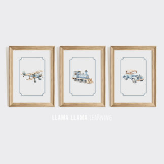 Transport Vehicle Nursery Wall Art Prints Set