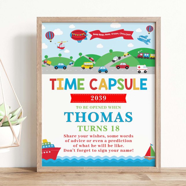 Transportation 1st Birthday Activity Time Capsule Poster (Creator Uploaded)