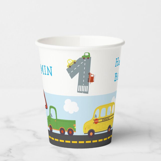 Transportation 1st Birthday Paper cup (Left)