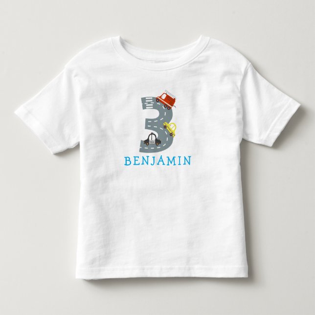Transportation 3rd Birthday Party Baby T-Shirt (Front)