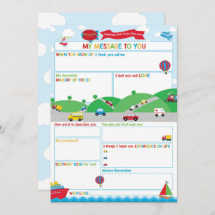 Transportation Activity Time Capsule Message Card 