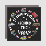 Transportation around the world car magnet