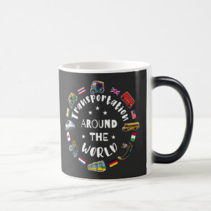 Transportation around the world color morph mug