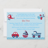 Transportation Baby Shower Car Truck Airplane Invitation (Front)