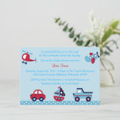 Transportation Baby Shower Car Truck Airplane Invitation (Standing Front)