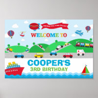 Transportation Birthday Backdrop Welcome Banner