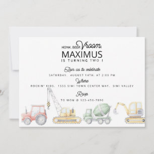 Transportation BIRTHDAY,Car Birthday,TRACTOR PARTY Announcement