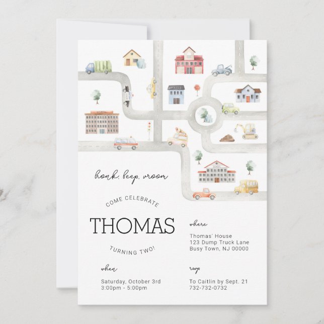 Transportation Birthday Invitation (Front)