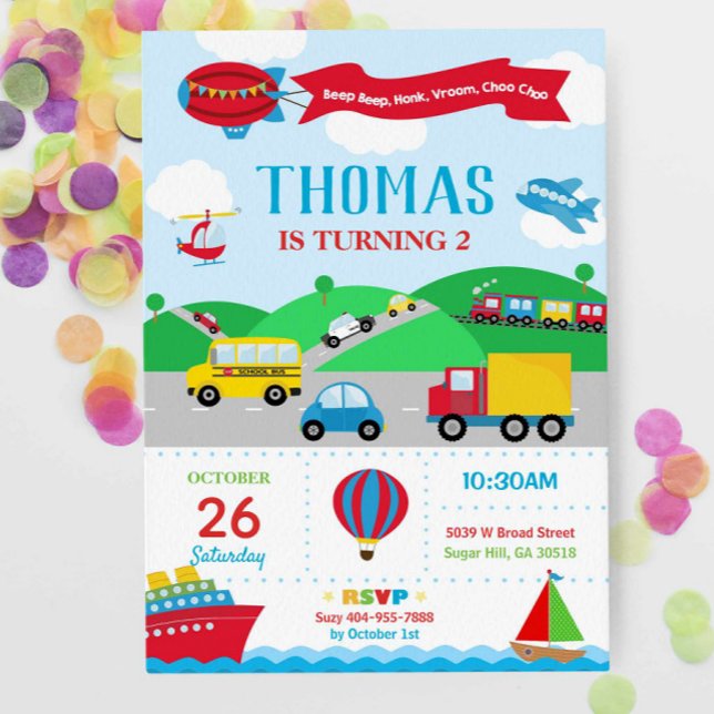 Transportation Birthday Invitation Boy (Creator Uploaded)