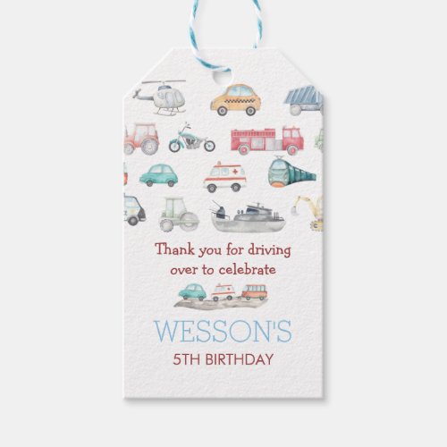 Transportation Birthday Party Favor tag Gift Tags