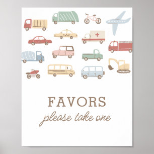 Transportation Birthday Party Favors Sign