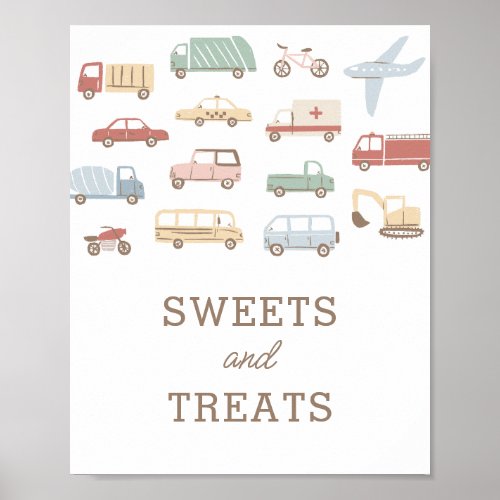 Transportation Birthday Party Sweets and Treats Poster