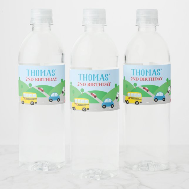Transportation Birthday Party Water Bottle Labels (Bottles)