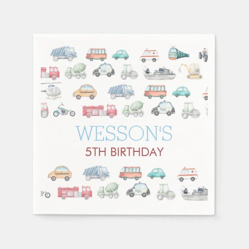 Transportation Birthday sticker Classic Round Sti Napkins