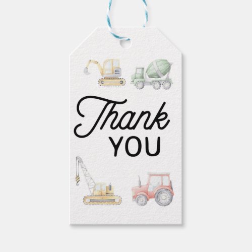 Transportation Birthday Truck Birthday Thank you Gift Tags