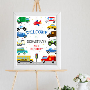 Transportation Birthday Vehicle Party Welcome Sign