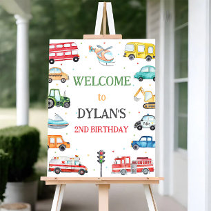 Transportation Birthday Vehicle Party Welcome Sign