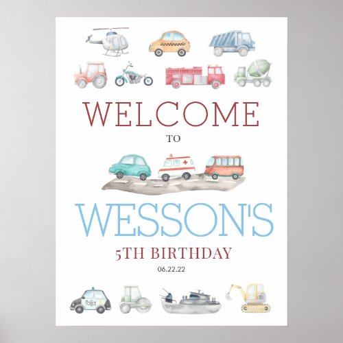 Transportation Birthday Welcome Sign