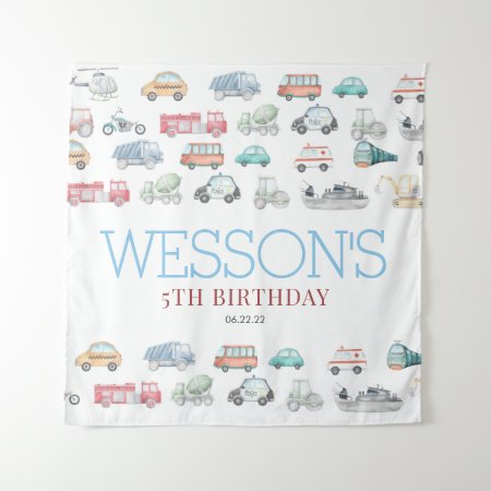 Transportation Birthday Welcome Sign Tapestry