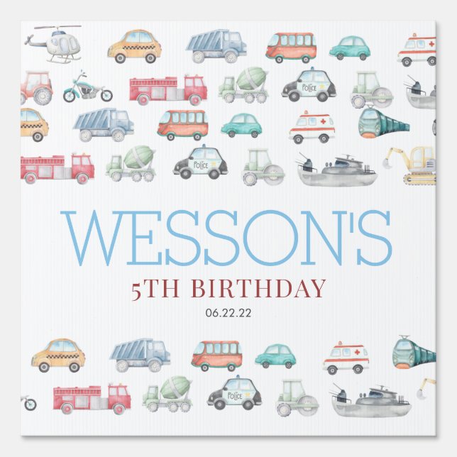 Transportation Birthday Welcome Sign Tapestry (Front)