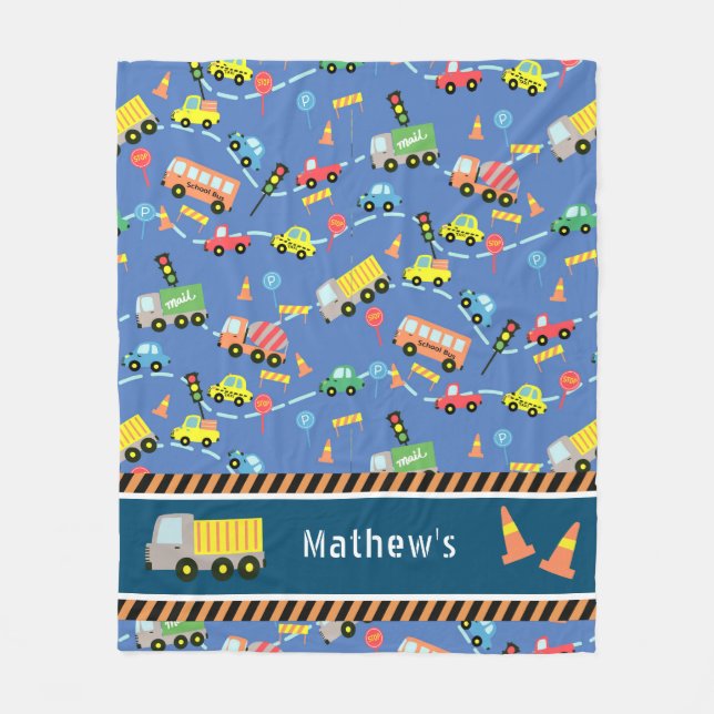 Transportation  Blue.   Fleece Blanket (Front)