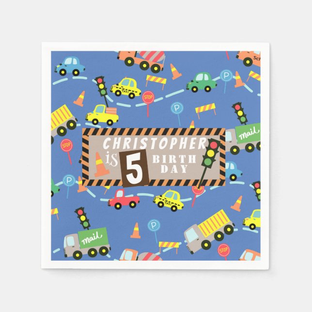 Transportation  Blue Napkins (Front)