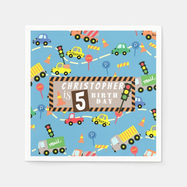 Transportation  Blue Napkins (Front)