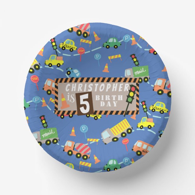 Transportation  Blue Paper Bowls (Front)