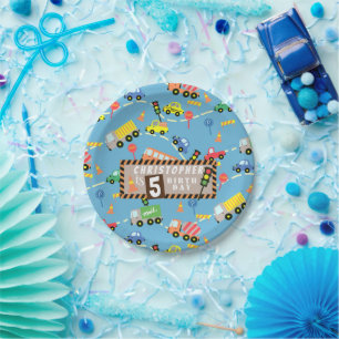 Transportation Blue Paper Plates