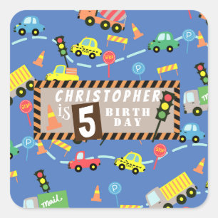 Transportation Blue Square Sticker