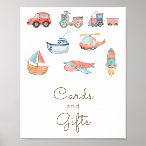 Transportation Boy Birthday Party Cards and Gifts Poster