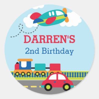 Transportation Boys Birthday Favor Stickers
