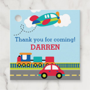 Transportation Boys Birthday Party Favor Tags