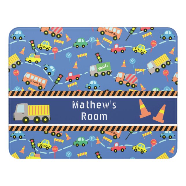 Transportation Boys Blue.  Door Sign (Contemporary Front)