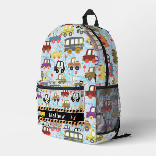 Transportation Boys Blue Printed Backpack