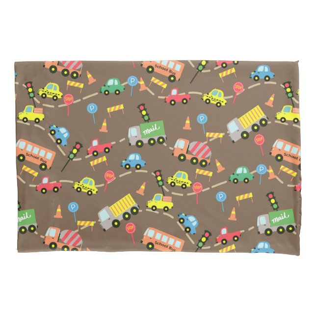 Transportation Brown.   Pillow Case (Front)