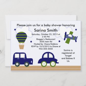 Transportation/cambridge Baby Shower Invitations by Personalizedbydiane at Zazzle